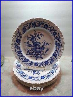 6 Vintage Wedgwood Etruria Blue & White Cornflower 10.25 Dinner Plate England