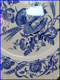 6 Vintage Wedgwood Etruria Blue & White Cornflower 10.25 Dinner Plate England