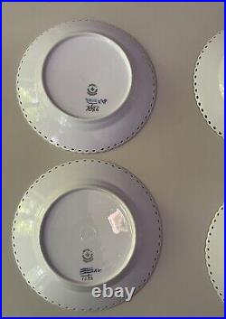 6 x ROYAL COPENHAGEN BLUE FLUTED FULL LACE Salad Plates Lunch 1086 20cm 1st Qual