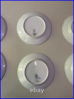 6 x ROYAL COPENHAGEN BLUE FLUTED FULL LACE Salad Plates Lunch 1086 20cm 1st Qual