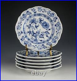 6pc Meissen Blue Onion Bread Butter Plates Oval backstamp, blue on white