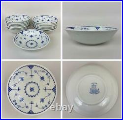 71pc FURNIVALS Denmark Blue White Delft Porcelain China Set Plates Bowls Dishes