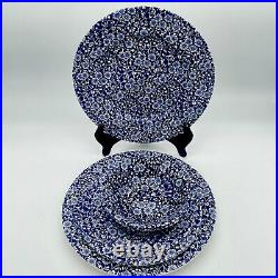 7 Queen's China Calico Chintz Blue & White Dinner Salad Plates Bowls