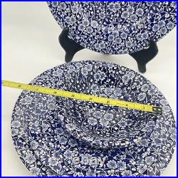 7 Queen's China Calico Chintz Blue & White Dinner Salad Plates Bowls