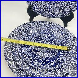 7 Queen's China Calico Chintz Blue & White Dinner Salad Plates Bowls