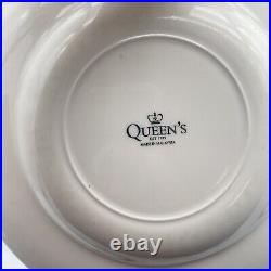 7 Queen's China Calico Chintz Blue & White Dinner Salad Plates Bowls