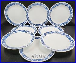 8 Corelle True Blue Dinner Plates Set Corning Floral Band Rim White Dish USA Lot