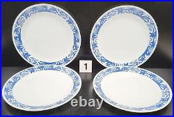 8 Corelle True Blue Dinner Plates Set Corning Floral Band Rim White Dish USA Lot