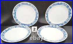 8 Corelle True Blue Dinner Plates Set Corning Floral Band Rim White Dish USA Lot