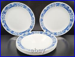 8 Corelle True Blue Dinner Plates Set Corning Floral Band Rim White Dish USA Lot