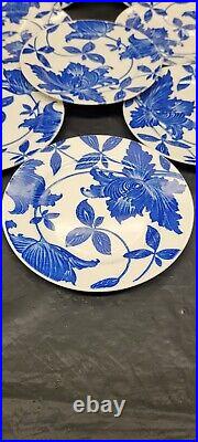 8 Homer Laughlin Blue Fantasy Plates 7 1/4 Inch /1930s blue & white plates 3662