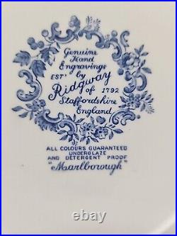 (8) Vintage Ridgway Staffordshire England Marlborough Blue Floral Dinner Plates