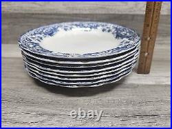 (8) Vintage Ridgway Staffordshire England Marlborough Blue Floral Dinner Plates