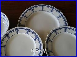 8 pc RARE CRATE & BARREL BLUE & WHITE PLAID PLATES BOWLS DINNER CEREAL SALAD