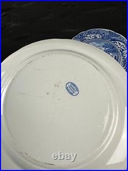 8 x Spode Italian Blue and White Dinner Plates 10.5 Wide Old Stamps