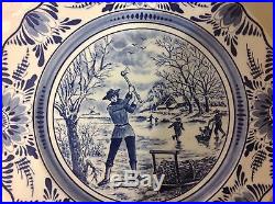 8ct Vintage Luneville France 10in Plates, Blue/White in 4 Dif Outdoor Scenes