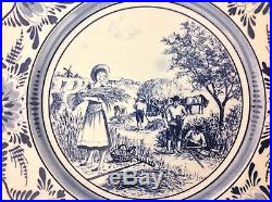 8ct Vintage Luneville France 10in Plates, Blue/White in 4 Dif Outdoor Scenes