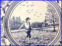 8ct Vintage Luneville France 10in Plates, Blue/White in 4 Dif Outdoor Scenes