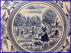 8ct Vintage Luneville France 10in Plates, Blue/White in 4 Dif Outdoor Scenes