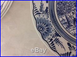 8ct Vintage Luneville France 10in Plates, Blue/White in 4 Dif Outdoor Scenes