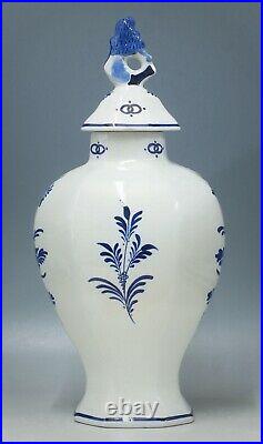 @ ALMOST PERFECT @ Antique Porceleyne Fles blue & white Delft lidded vase 1917