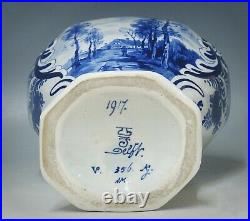 @ ALMOST PERFECT @ Antique Porceleyne Fles blue & white Delft lidded vase 1917