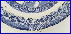 ANTIQUE 19c. BLUE and WHITE WILLOW PATTERN PLATE 7.25