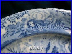 ANTIQUE BLUE TRANSFERWARE ORIENTAL SPORTS DINNER PLATE UNATTRIBUTED MAKER c. 1820