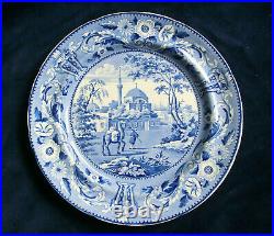 ANTIQUE BLUE TRANSFERWARE PLATE OTTOMAN EMPIRE SERIES TCHURLUK RIDGEWAY c. 1820