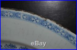 ANTIQUE CHINESE EXPORT BLUE & WHITE PORCELAIN HUGE 350mm CHARGER PLATE CHINA