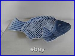 ANTIQUE JAPANESE ARITA BLUE AND WHITE POTTERY FISH SHAPED PLATE c. 1850-1870 RARE