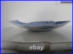 ANTIQUE JAPANESE ARITA BLUE AND WHITE POTTERY FISH SHAPED PLATE c. 1850-1870 RARE