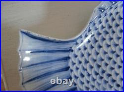 ANTIQUE JAPANESE ARITA BLUE AND WHITE POTTERY FISH SHAPED PLATE c. 1850-1870 RARE
