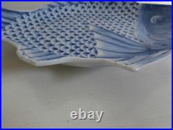 ANTIQUE JAPANESE ARITA BLUE AND WHITE POTTERY FISH SHAPED PLATE c. 1850-1870 RARE