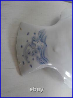 ANTIQUE JAPANESE ARITA BLUE AND WHITE POTTERY FISH SHAPED PLATE c. 1850-1870 RARE