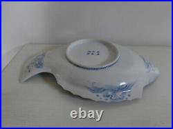 ANTIQUE JAPANESE ARITA BLUE AND WHITE POTTERY FISH SHAPED PLATE c. 1850-1870 RARE