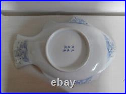 ANTIQUE JAPANESE ARITA BLUE AND WHITE POTTERY FISH SHAPED PLATE c. 1850-1870 RARE