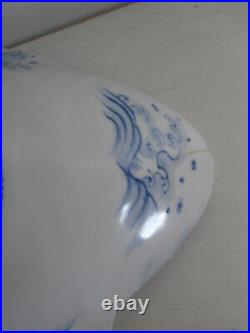 ANTIQUE JAPANESE ARITA BLUE AND WHITE POTTERY FISH SHAPED PLATE c. 1850-1870 RARE