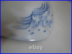 ANTIQUE JAPANESE ARITA BLUE AND WHITE POTTERY FISH SHAPED PLATE c. 1850-1870 RARE