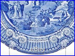 ANTIQUE STAFFS BLUE & WHITE ORIENTAL GARDEN PLATE c. 1820