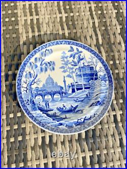 ANTIQUE c1818-20 SPODE ROME RIVER TIBER PATTERN BLUE & WHITE PEARLWARE PLATE