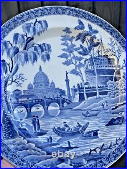 ANTIQUE c1818-20 SPODE ROME RIVER TIBER PATTERN BLUE & WHITE PEARLWARE PLATE