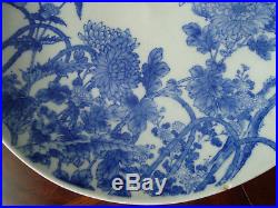 ANTQ Japanese Imari/Arita Blue & White 13 Charger -Chrysanthemums-Birds-Thistle