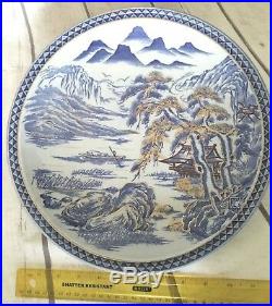 ARITA zen Antique Porcelain plate JAPAN Vintage Charger RARE blue white VTG 12