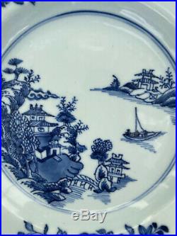 A 18th c. Antique Chinese Pagoda Plate Blue White Porcelain