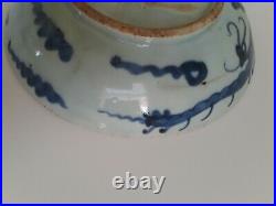 A Antique Chinese Blue & White Procelain Dragon Plate, Marked