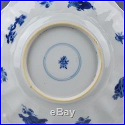 A Chinese Porcelain Blue & White Kangxi Period Lobbed Plate With Crab & Fish
