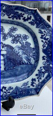 A Extremely Rare Chinese Blue White 18th c. Qianlong Rococo Museum Platter / Pla