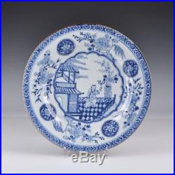 A Large Chinese Porcelain 18th Century Blue And White Plate With Boy
