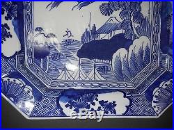 A Large Japanese Arita Blue & White Charger Willow Pattern Late Edo Period